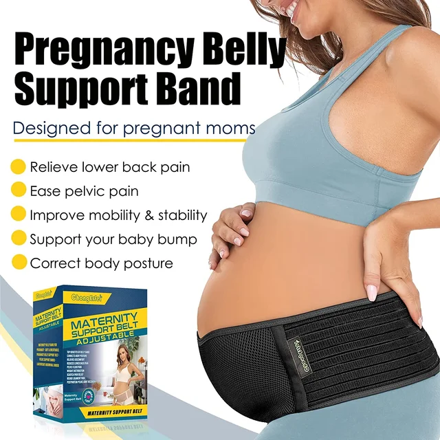 Pregnancy Belly Support Band Maternity Belt Belly Band for Pregnancy Adjustable Maternity Support Belt for Abdomen Pelvic Waist Back Pain One Size ZBlack