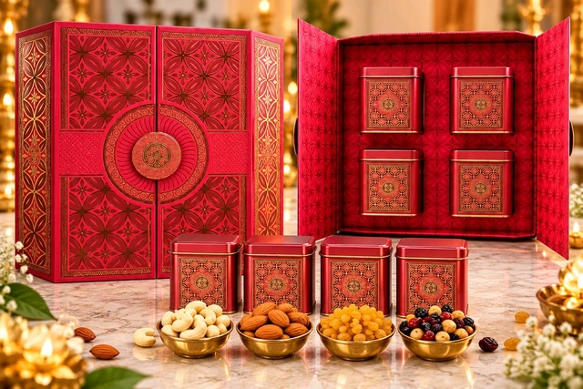 Red 4 Section Celebration Box In Still Jar ( 400GM )