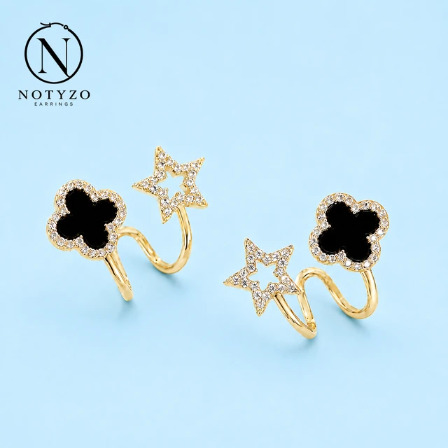 Notyzo Black Clover & Star Korean Earrings for Women