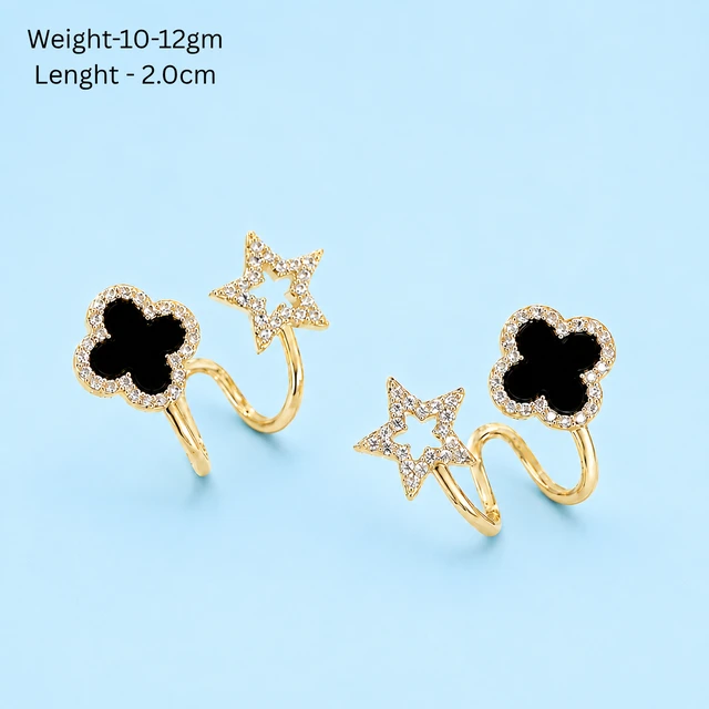 Notyzo Black Clover & Star Korean Earrings for Women