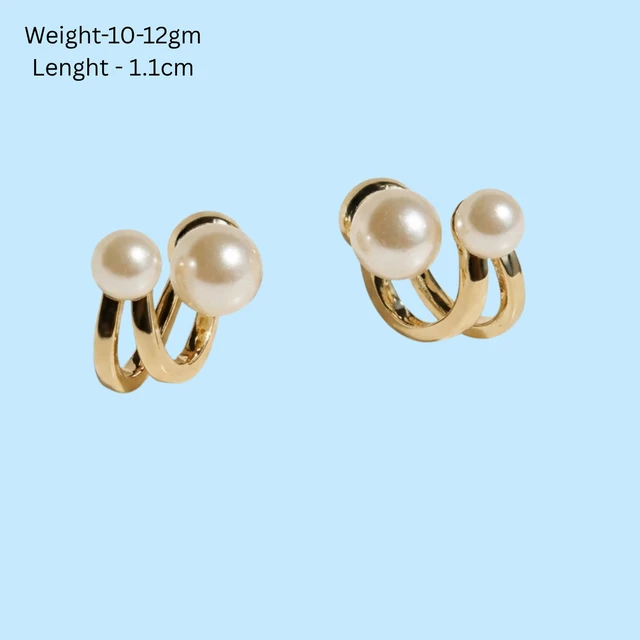 NOTYZO Elegant Gold Finish Double Strand Pearl Hoop Earrings – Chic Pearl Claw Stud Earrings