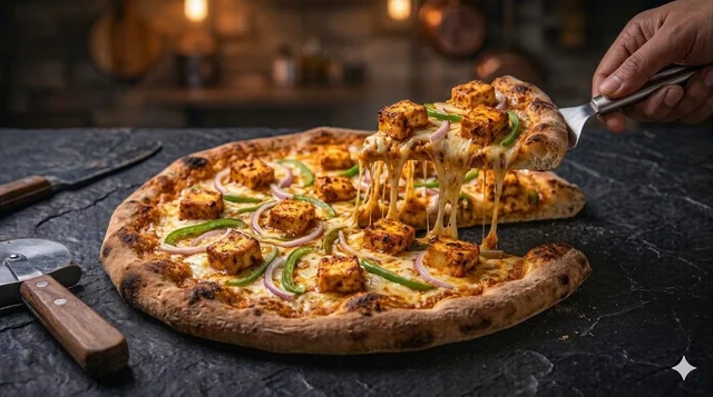 Smoky Tandoori "Veg-Chicken" Tikka Pizza (100% Veg)