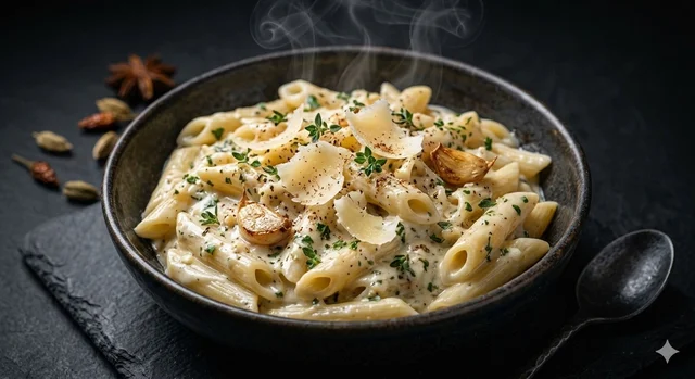 Creamy Garlic & Herb Penne Pasta
