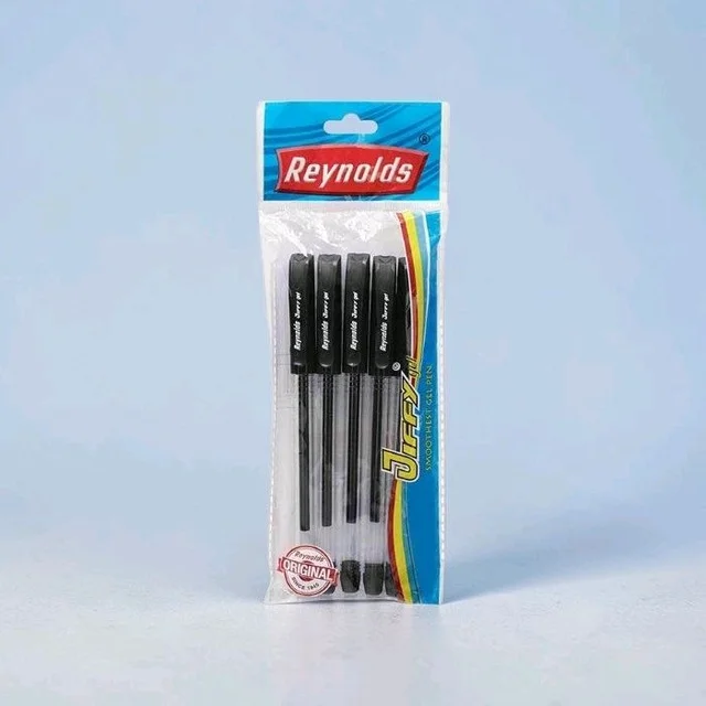 Reynolds Reynold Jiffy Gel Pen |Pack Of 5 Pens - Black