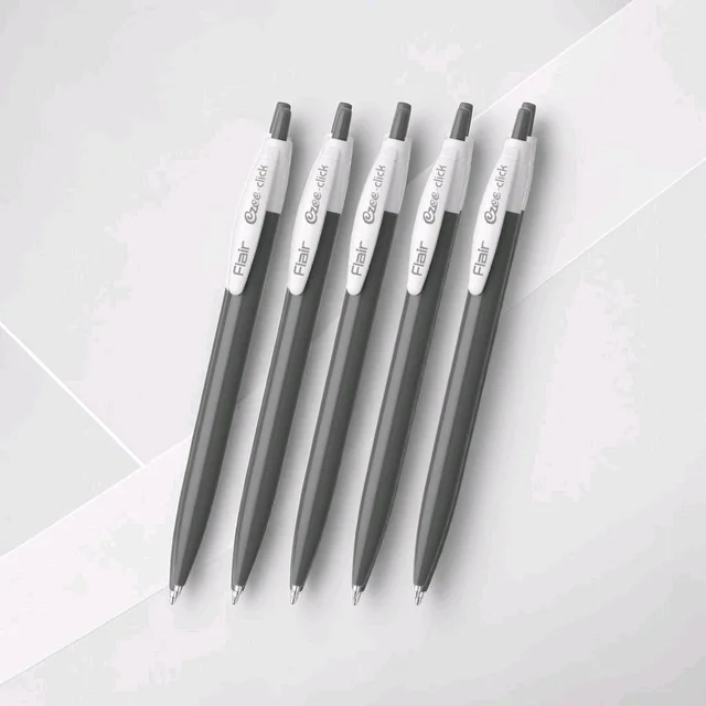 Flair Ezee Click Ball Pen | Pack Of 5 Pens - Black