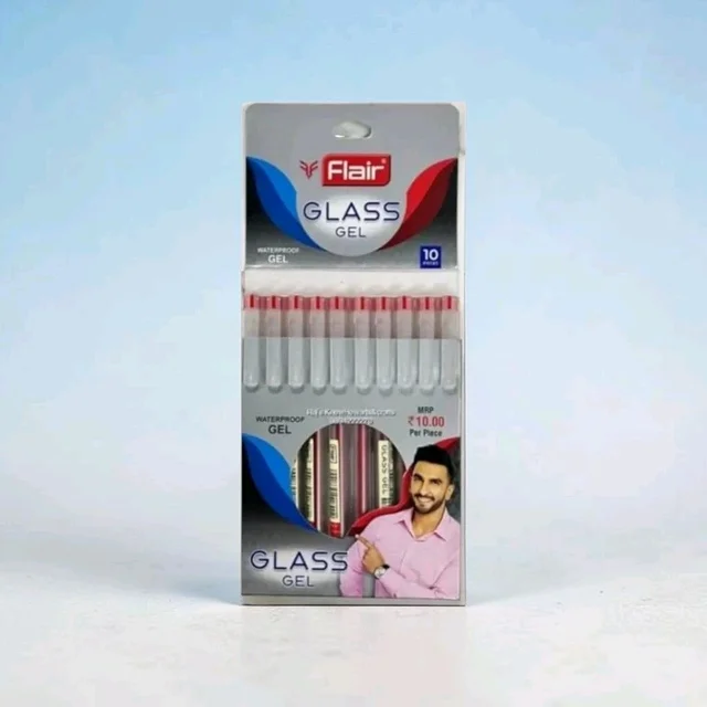 Flair Glass Gel Pen | Pack Of 10 Pens - Red