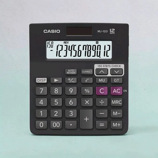 Casio MJ-12D Calculator | 150 Steps Check| 12 Digit | Pack Of 1