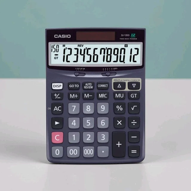Casio DJ-120D Calculator | 150 Steps Check | 12 Digit | Two Way Power