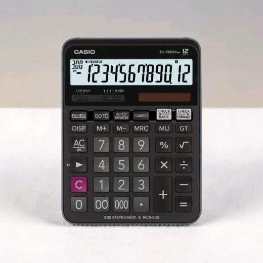 Casio DJ-120D PLUS Calculator | 300 Steps Check | 12 Digit | Two Way Power