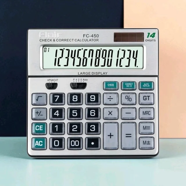 Flair FC-450 Desktop Series Calculator | 14 Digits | 14 Digit | 99 Steps Check & Correct
