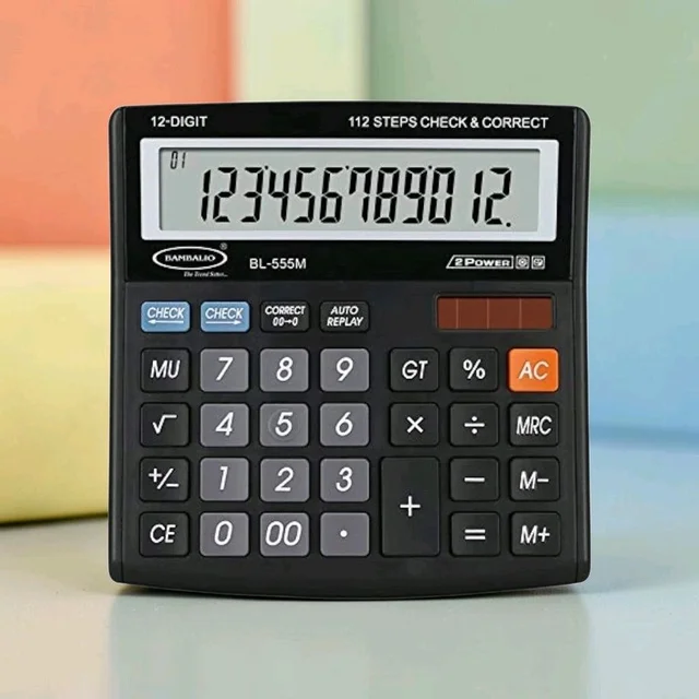 Bambalio BL-555M Calculator | 12 Digit | 112 Steps Check & Correct | Dual Power