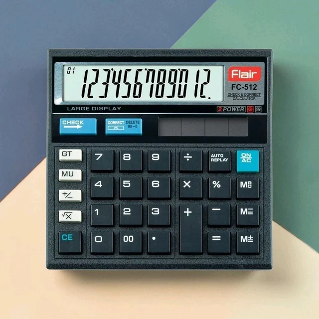 Flair FC-512 Calculator | 12 Digit| 112 Steps Check & Correct | Dual Power