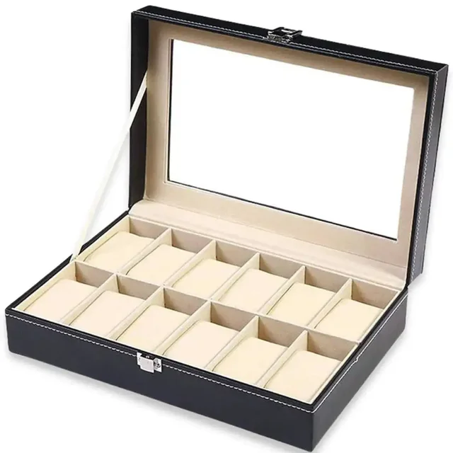 12 slot watch storage box - Black