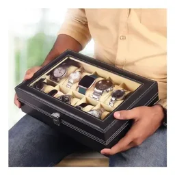 12 slot watch storage box - Black