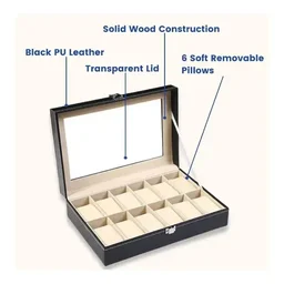 12 slot watch storage box - Black