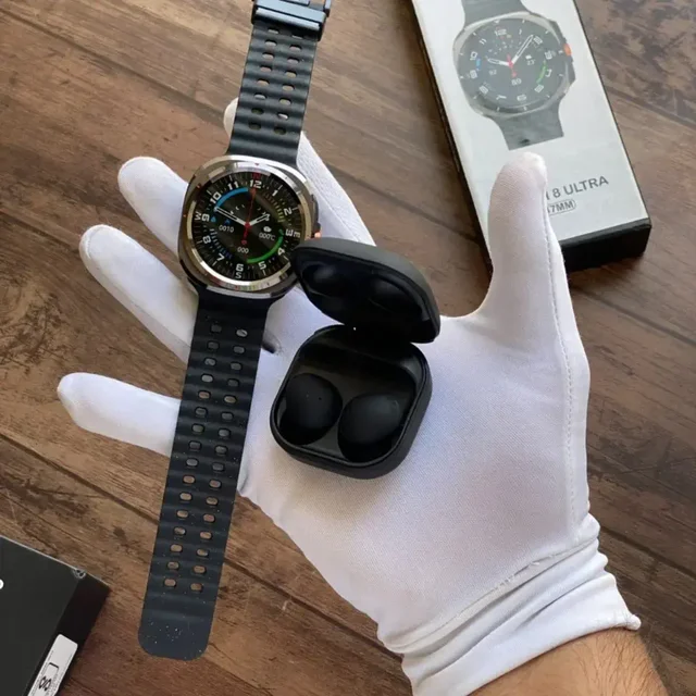 2-in-1 Smart Watch & Wireless Earbuds Combo - Black