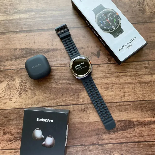 2-in-1 Smart Watch & Wireless Earbuds Combo - Black