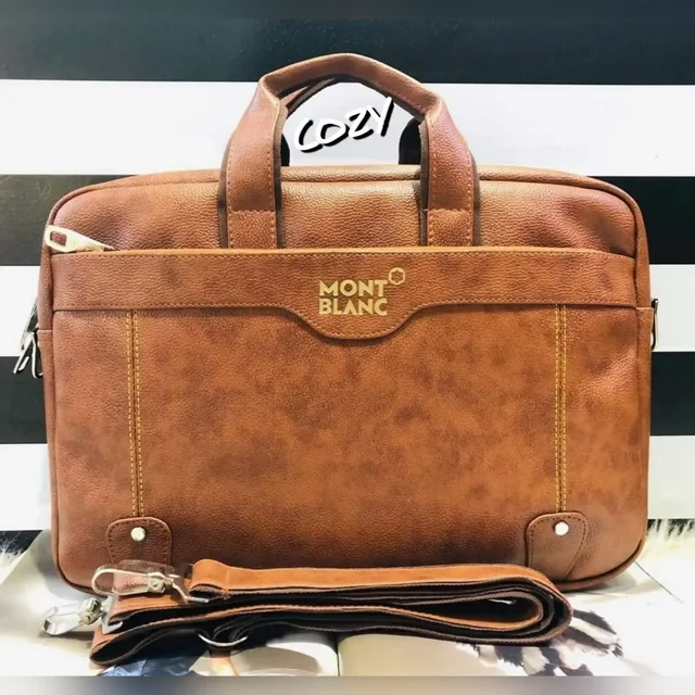 5 Zip Compartments, Office Laptop Bag For Men's - Dark Brown