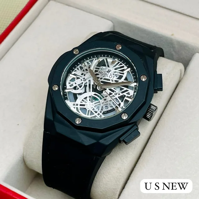 Hublott 7A High Quality Date Working Quartz Movement Men's Watch - Black
