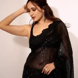 Black Party Wear Sequence Work Saree In Best Price