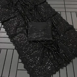 Black Party Wear Sequence Work Saree In Best Price