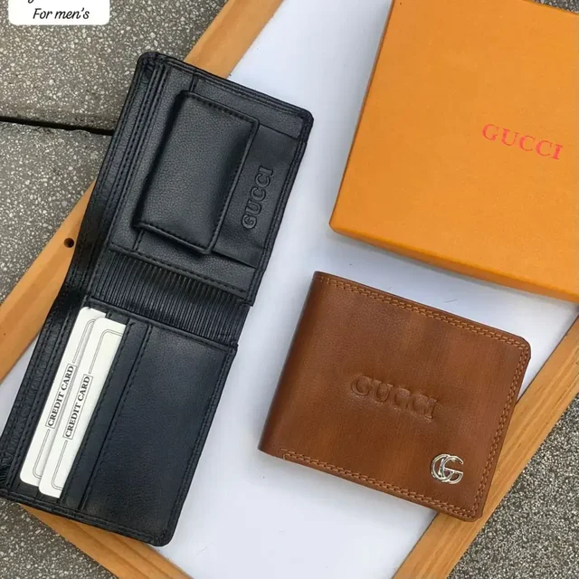 GUCCI Buy 1 Get 1 Free Gucci men’s faux leather wallet - Coffe