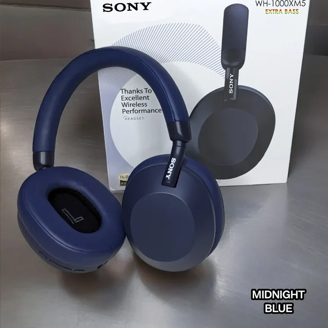 Sony Extra Bass Headphones WH- 1000XM5 , With 3D Cotton Earpads - Black