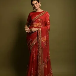Georgette Superhit Designer Saree Cut Work Lace In 100% Best QUALITY - Green
