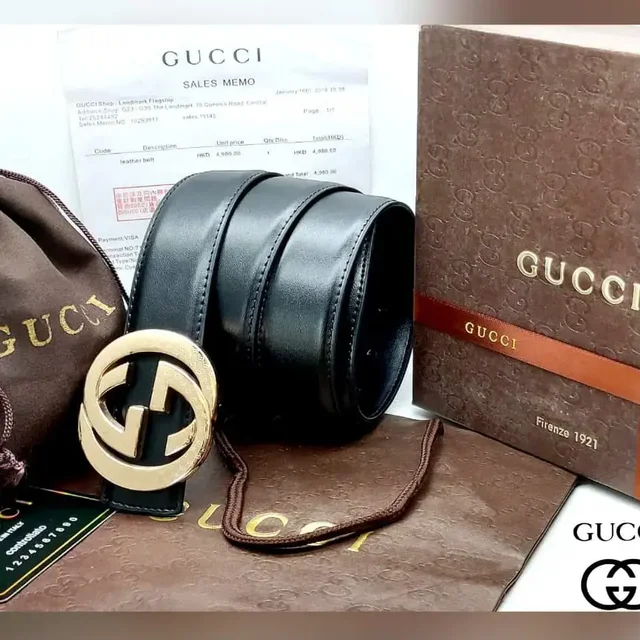 Gucci 40mm Reversible Belt Double Print Strap - Black