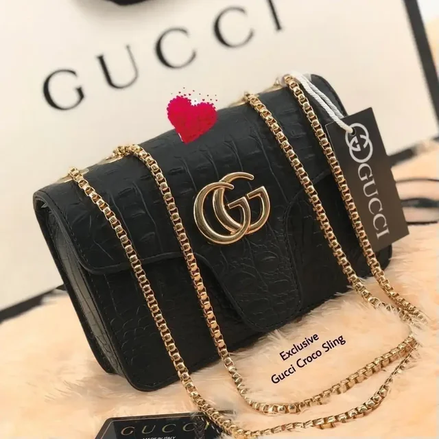 GUCCI Gucci Croco Buy One Get One Freee Sling Bag - White