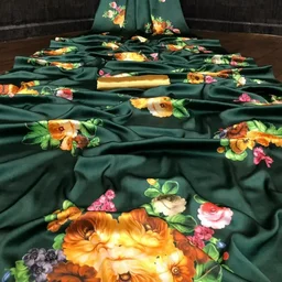 Heavy Devsena Soft Silk Saree Beautiful 4D Effect Digital Print Official Saree - Black