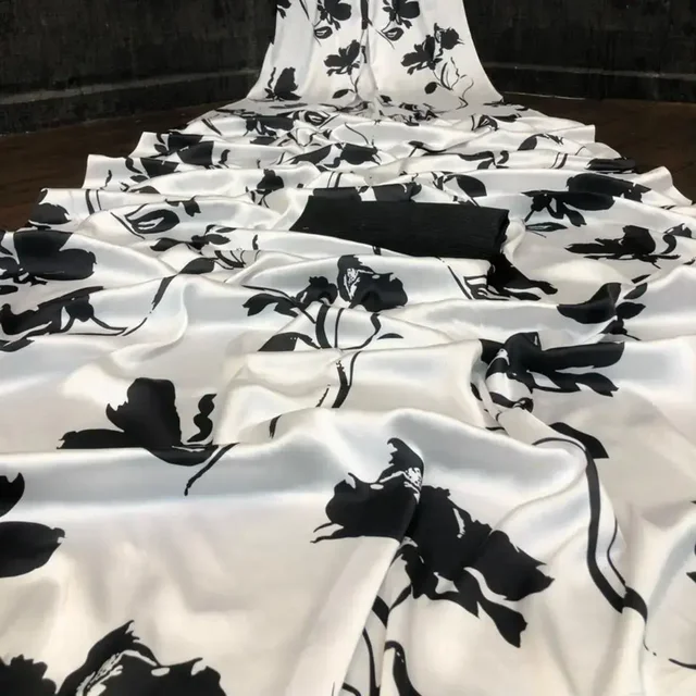 Heavy Devsena Soft Silk Saree Beautiful 4D Effect Digital Print Official Saree - Black
