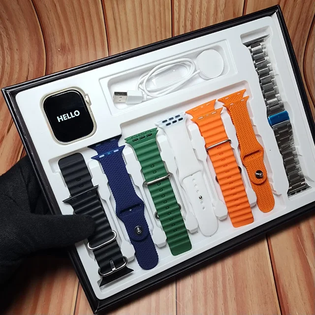 Hello 7 In 1 Smart watch Combo Pack - Black