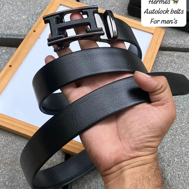 Imported Leather Belt for Men Hermes - Black
