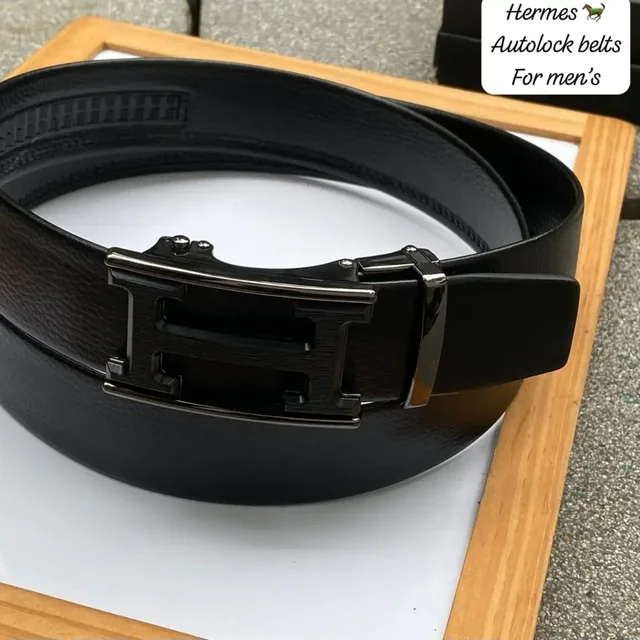 Imported Leather Belt for Men Hermes - Black