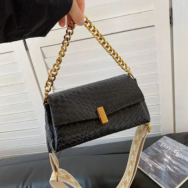 Imported Sling Bag With Broadbelt White And Black - Black