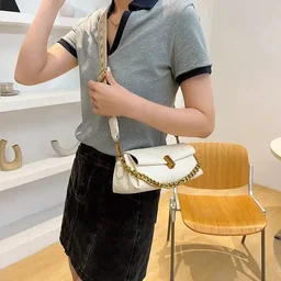 Imported Sling Bag With Broadbelt White And Black - Black