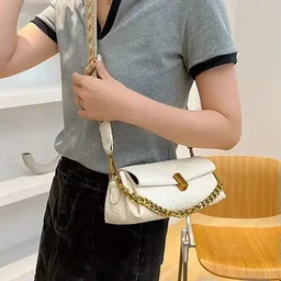 Imported Sling Bag With Broadbelt White And Black - Black