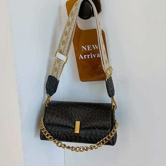 Imported Sling Bag With Broadbelt White And Black - Black