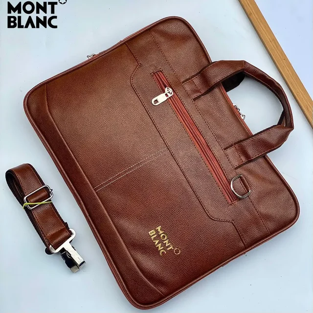 MONT BLANC Leather Laptop bag for office use - #6e3232