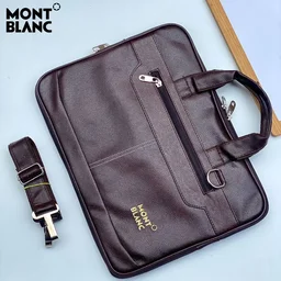 MONT BLANC Leather Laptop bag for office use - #6e3232