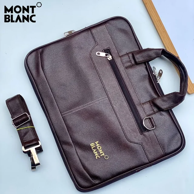 MONT BLANC Leather Laptop bag for office use - #6e3232