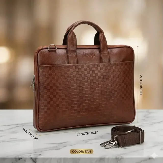 Leather laptop office bag Jeep - Black