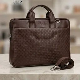 Leather laptop office bag Jeep - Black