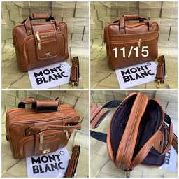 Montt blanck Men's Leather Laptop Bag, OFFICIAL Bag , - Black