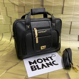 Montt blanck Men's Leather Laptop Bag, OFFICIAL Bag , - Black