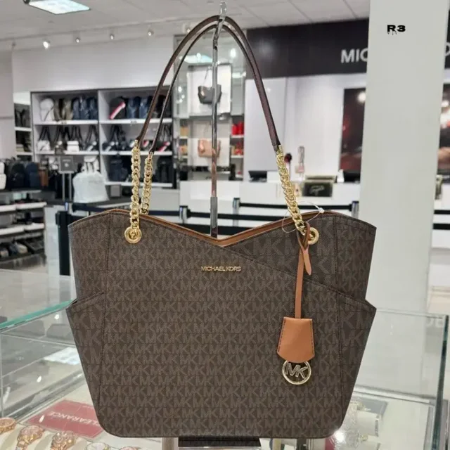 Michael Kors Zig Zag Jet Set Large Shoulder Tote Bag Premium Quality - white