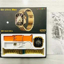 S9 Ultra Max New 24k Gold Addition Edition Ultra 49mm,dual Strap Ocean Rubber Belt For Boy's - White