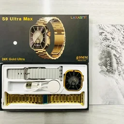 S9 Ultra Max New 24k Gold Addition Edition Ultra 49mm,dual Strap Ocean Rubber Belt For Boy's - White