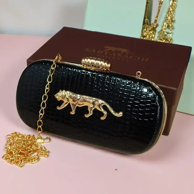 New croco sabya sachi clutch for party use and gifting - Black
